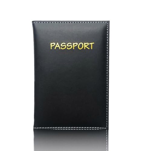 Reisepasshülle, Ausweis, Kreditkarten, Bargeld, Dokumenten-Organizer für Männer und Frauen, Unisex, Reisepasshülle, tragbar, Schwarz von PLCPDM