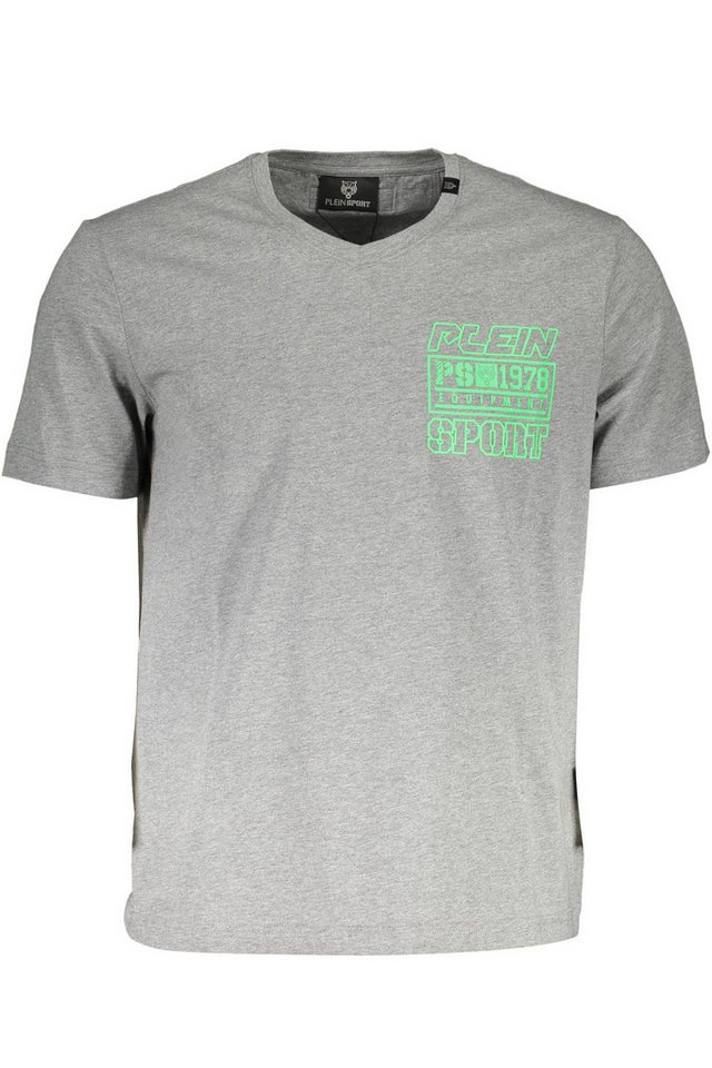 PLEIN SPORT T-Shirt Graues Herren T-Shirt mit V-Ausschnitt und PLEIN SPORT T-Shirt Graues Herren T-Shirt mit V-Ausschnitt und von PLEIN SPORT