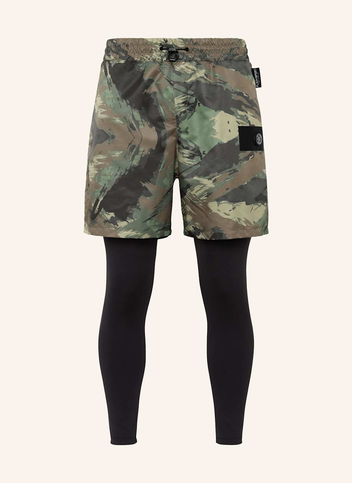 Plein Sport 2-In-1-Laufshorts Camouflage schwarz von PLEIN SPORT