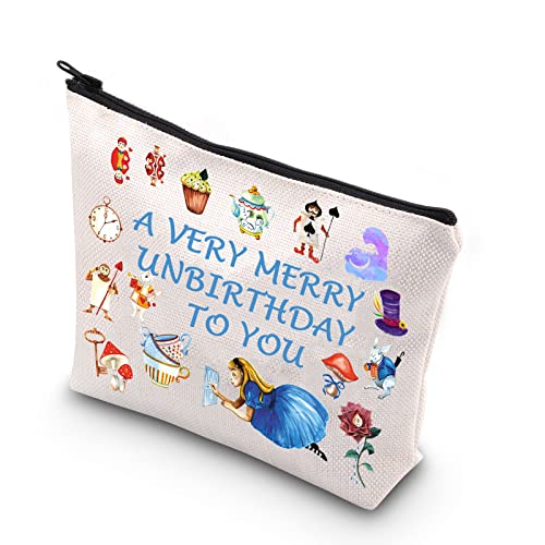 PLITI Alice Geschenk Märchen Make-up-Tasche A Very Merry Unbirthday to You Alice Thema Kosmetiktasche für Familie Freund, Merry Birthday You U, Modisch von PLITI