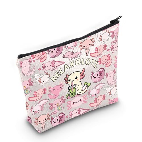 PLITI Axolotl Gifts Axolotl Lover Make-up-Tasche, lustig, entspannend, Axolotl-Geschenk, Anime, Relaxolotl, Geschenk, Salamander-Geschenk, Relaxolotl Bagu, modisch von PLITI