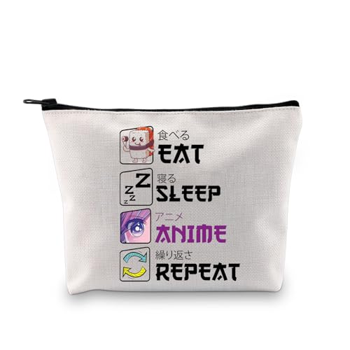 PLITI Eat Sleep Anime Repeat Cute Kawaii Manga Make-up Tasche Anime Lover Kosmetiktasche Japanische Animation Liebhaber Geschenk, Eat Sleep Anime Bagu, modisch PLITI Eat Sleep Anime Repeat Cute Kawaii Manga Make-up Tasche Anime Lover Kosmetiktasche Japanische Animation Liebhaber Geschenk, Eat Sleep Anime Bagu, modisch von PLITI