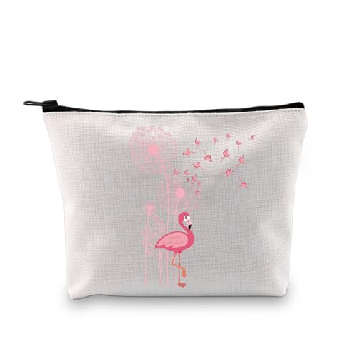 PLITI Flamingo-Geschenke für Frauen, Flamingo-Liebhaber, Geschenk, Blume, Löwenzahn, exotisches Tier, tropischer Vogel, rosa Flamingo, Make-up-Tasche, Pusteblume Flamingo Bagu, modisch von PLITI