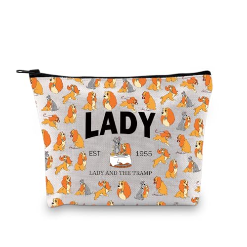 PLITI Lady Tramp Gifts Couple Wedding Gift Lady Dog Lover Makeup Bag Lady Tramp Cartoon Movie Inspired Gift for Friend, Ladydog 1955 Bagu, modisch von PLITI