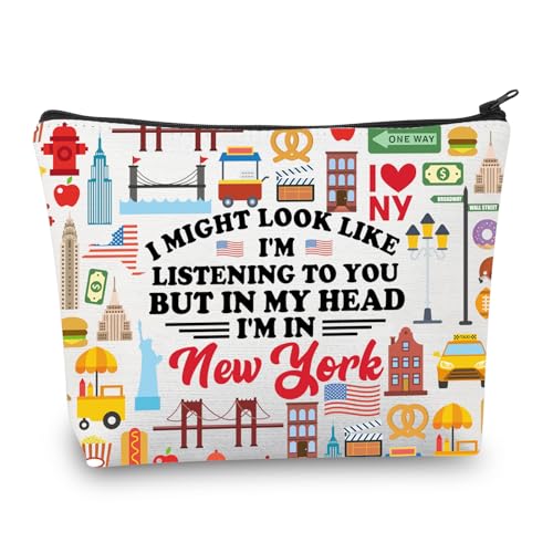 PLITI New York Reisegeschenk New York Make-up-Tasche New York Trip Geschenk New York Urlaub Geschenk Mädchen Reise New York Reißverschluss Tasche, Might New Yorku, modisch von PLITI