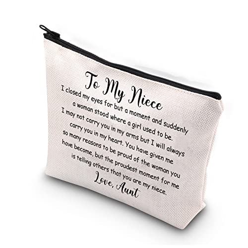 PLITI Nichte Make-up-Tasche, Kosmetiktasche für Reisen und Make-up Aufbewahrung, Unisex-Erwachsene, To My Nieceu, Canvas, Wasserfest, Reißverschluss, Herzmuster PLITI Nichte Make-up-Tasche, Kosmetiktasche für Reisen und Make-up Aufbewahrung, Unisex-Erwachsene, To My Nieceu, Canvas, Wasserfest, Reißverschluss, Herzmuster von PLITI