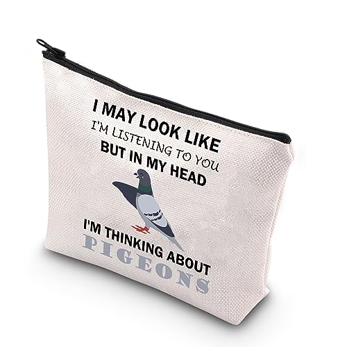 PLITI Pigeon Make-up-Tasche für Taubenliebhaber, Geschenk "I Might Look Like Listening To You But in My Head I'm Thinking About Pigeons", Geschenk, Mein Kopf Pigeonu, modisch von PLITI