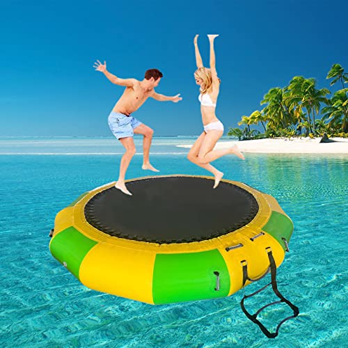 PLJKIHED Aufblasbares Wassertrampolin, 15 Fuß große runde schwimmende Hüpfer-Schwimmplattform für Wassersport für Erwachsene und Kinder, 15 Fuß/4,5 m Stabilize von PLJKIHED