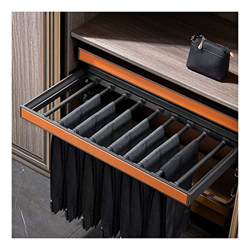 PLJKIHED Ausziehbarer Kleiderschrank-Schubladen-Hosenständer, Schal- und Hosen-Aufbewahrungsregal, verstellbare Breite, geeignet für Kleiderschränke und Ankleidezimmer (Orange 100 cm) Stabilize von PLJKIHED