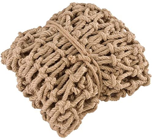 PLJKIHED Dekornetzschutz, Kinderschutznetz Kletternetz Outdoor Garten Pflanzennetz Kindersicherheitsnetz Für Balkon Wand Deckendekoration Retro Hanfseilnetz Natürliche Jute/Beige-8Cm/5 * 5M Stabilize von PLJKIHED