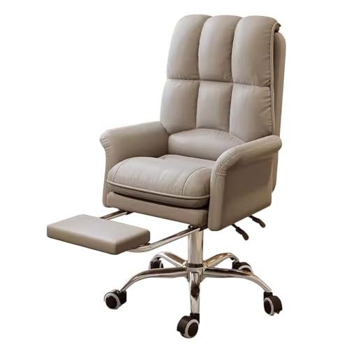 PLJKIHED Home-Office-Stuhl Gonomic, Arbeitsstühle mit Rollen, Schreibtischstuhl mit hoher Rückenlehne und Armlehnen, Bürostuhl aus Leder, bequemer Chefsessel mit Liegefunktion, 360°-Drehung Stabilize von PLJKIHED