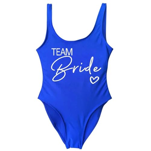 PLOZINDA Badeanzug Damen Braut Badeanzug Frauen Team Einteilige Badebekleidung Für Bachelor-Partyanzüge-Blue Team1-Xxl von PLOZINDA