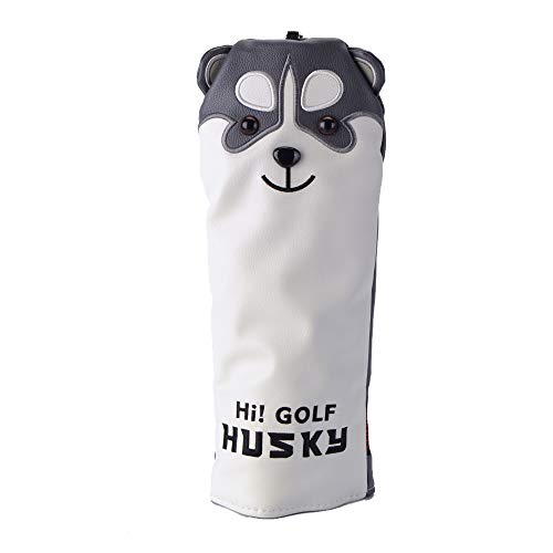 PLUSKER Golfschlägerhaube für Driver / Fairway Holz / Hybrid / Blade Putter / Mallet Putter Kunstleder mit Husky Muster Design Kreative Golfschlägerhaube, weiß PLUSKER Golfschlägerhaube für Driver / Fairway Holz / Hybrid / Blade Putter / Mallet Putter Kunstleder mit Husky Muster Design Kreative Golfschlägerhaube, weiß von PLUSKER