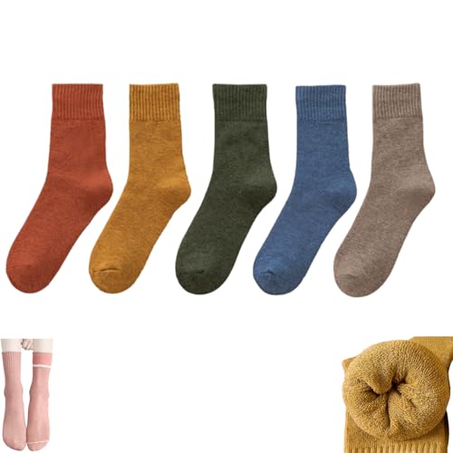 Chicshouse Winter-Thermosocken, 5 Paar Damen-Hausschuhsocken, Winter-Thermosocken aus Plüsch (C,One Size) von PNZLZIA