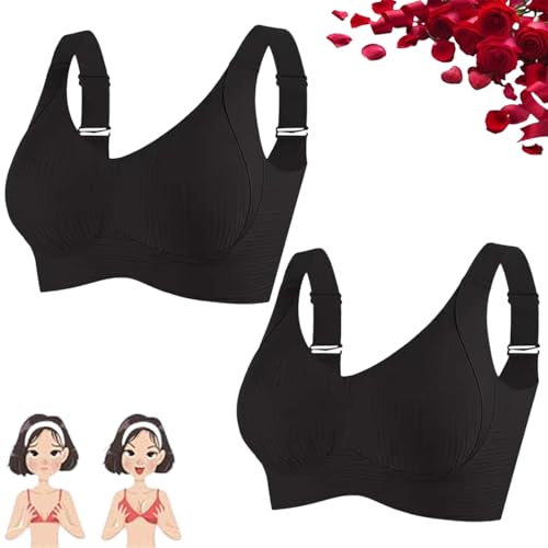 Lifting-BHS für ältere Frauen, Nahtlose, bügellose Push-Up-Bralettes für Damen, bügellose BHS für Damen (XX-Large,Black) von PNZLZIA