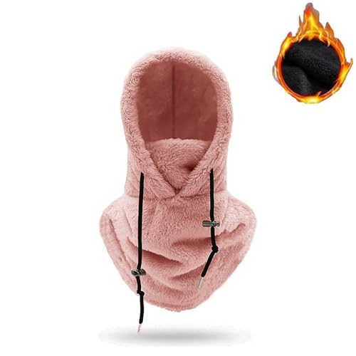 Skimaske mit Sherpa-Kapuze, Gesichtsmaske aus Polarfleece, Winddichte Sherpa-Kapuzenmaske für den Außenbereich (Pink,One Size) von PNZLZIA