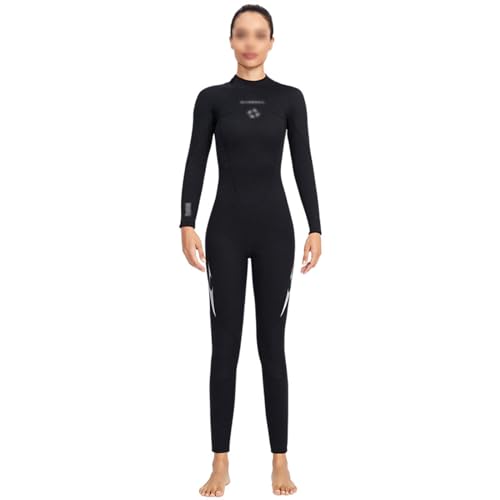 3mm Neoprenanzug Womens, Ganzkörper-Tauchanzug Rückenreißverschluss Neoprenanzug zum Tauchen Schnorcheln Surfen Schwimmen (Color : Schwarz, Size : 3XL) von POBLTA