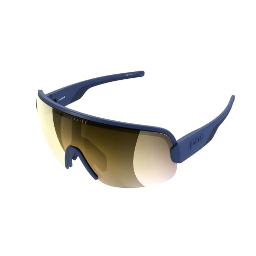 POC AIM Sonnenbrille - Sportbrille mit extra großen Brillenglas für maximales Sichtfeld für Straßen und Off-Road-Touren, Lead Blue von POC