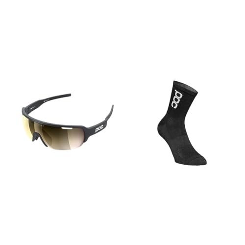 POC DO Half Blade Sonnenbrille - Sportbrille speziell für verbesserte Sicht im unteren und peripheren Sichtfeld & Unisex Essential Road Lt Socken, Uranium Black, L EU von POC