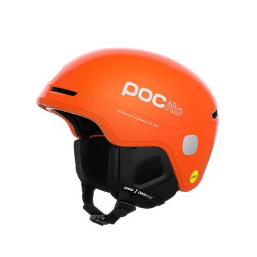 POC POCito Obex MIPS - Leichter und anpassbarer Ski- und Snowboardhelm für Kinder mit RECCO Reflektor, Fluorescent Orange, XXS (48-52cm) von POC