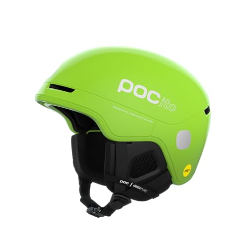 POC POCito Obex MIPS - Leichter und anpassbarer Ski- und Snowboardhelm für Kinder mit RECCO Reflektor, Fluorescent Yellow/Green, XXS (48-52cm) von POC