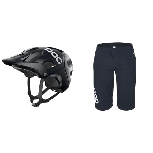 POC Tectal Fahrradhelm - Leichter Trail- und All-Moutainh-Helm & Herren Essential Enduro Shorts, Uranium Black, LRG von POC