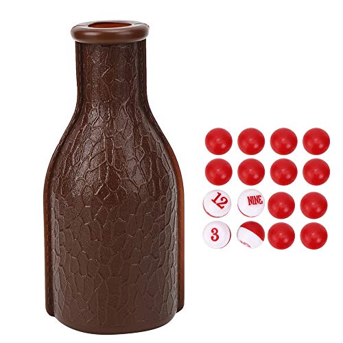 POENVFPO 6,5x2,9 Zoll Billard-Shaker-Flasche, Gummi-Billard-Shaker-Flasche, Billard-Würfel-Box-Shaker-Flasche mit 16 Nummerierten Zählkugeln für Billard (Brown) von POENVFPO