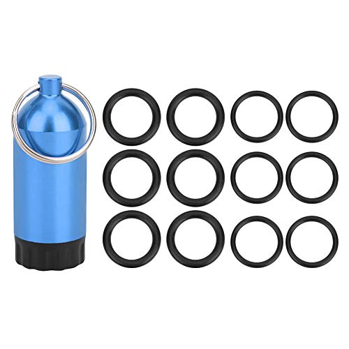 POENVFPO Aufbewahrungsflasche für Tauchflaschen und Ventildichtungs-O-Ring, Rostfreie Mini-Tauchflaschenflasche aus Aluminiumlegierung mit 12 O-Ringen aus Naturkautschuk (Blue) von POENVFPO