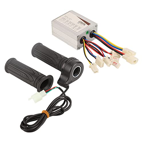 POENVFPO Elektrisches Fahrrad-Motor-Controller-Griff-Set, Aluminiumlegierung, 24 V, 500 W, Bürsten-Controller-Kit mit Gummi-Gasgriff für Elektrische Dreiräder und Motorräder von POENVFPO