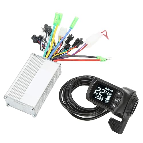 POENVFPO Elektrofahrrad-Controller-Kit, 48 V, 60 V, 350 W, Gerilltes Metallgehäuse, Bürstenloser Controller mit LCD-Panel und Daumengas für 22,5-mm-Lenker von POENVFPO