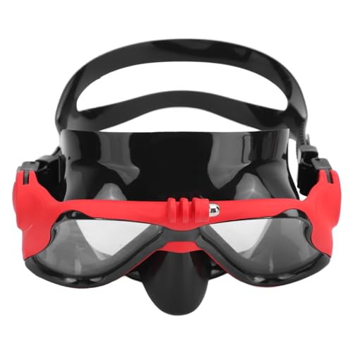 Tauchmaske, Action-Kamera-Tauchbrille, Schnorchel-Tauchmaske mit Gehärteter Linse für Tauchen, Freitauchen, Schwimmen (Rot) von POENVFPO