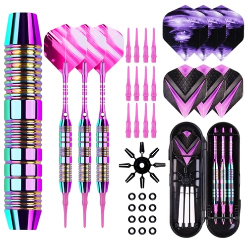Dartpfeile mit Kunststoffspitze für Elektronische Dartscheibe, 3 Stück Profi Soft Dartpfeile Set, 21g Soft Darts Pfeile mit 30 Kunststoff Dartspitzen und Anti-Lose Gummiringe Dartpfeile mit Kunststoffspitze für Elektronische Dartscheibe, 3 Stück Profi Soft Dartpfeile Set, 21g Soft Darts Pfeile mit 30 Kunststoff Dartspitzen und Anti-Lose Gummiringe von POFIBO