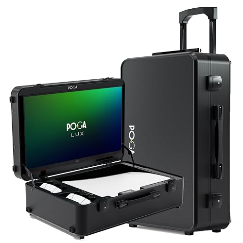 POGA Lux Black - Gamingkoffer für Playstation 5, Playstation Koffer inkl. 24‘‘ AOC Gaming Monitor und Trolley - Schwarz von POGA
