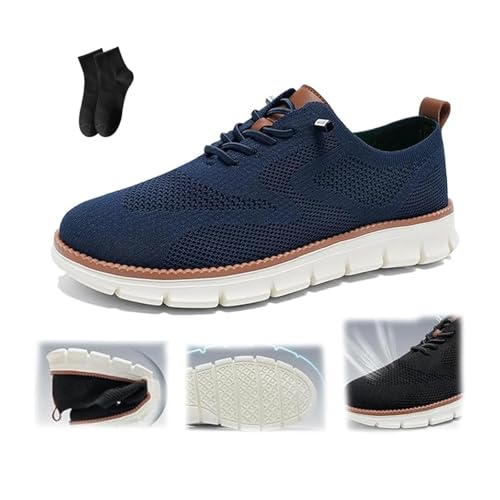 POIOZXD Breeze Schuhe für Herren, bequeme Anzugschuhe für Herren, bequem, Netzstoff, zum Reinschlüpfen, Schnürschuhe, leicht, lässig, Wanderschuhe (Blau, 45 EU) von POIOZXD