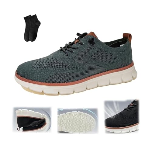 POIOZXD Breeze Schuhe für Herren, bequeme Anzugschuhe für Herren, bequem, Netzstoff, zum Reinschlüpfen, Schnürschuhe, leicht, lässig, Wanderschuhe (Grün, 41 EU) von POIOZXD