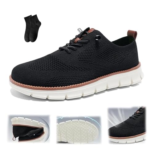 POIOZXD Breeze Schuhe für Herren, bequeme Anzugschuhe für Herren, bequem, Netzstoff, zum Reinschlüpfen, Schnürschuhe, leicht, lässig, Wanderschuhe (Schwarz, 42 EU) von POIOZXD