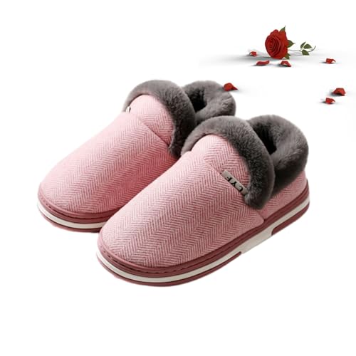 POIOZXD Damen-Hausschuhe für Herren, Memory-Schaum, breite Passform, Slipper, Hausschuhe, Zuhause, drinnen und draußen, warm, flauschig, weich, flauschig, Winter, Unisex von POIOZXD