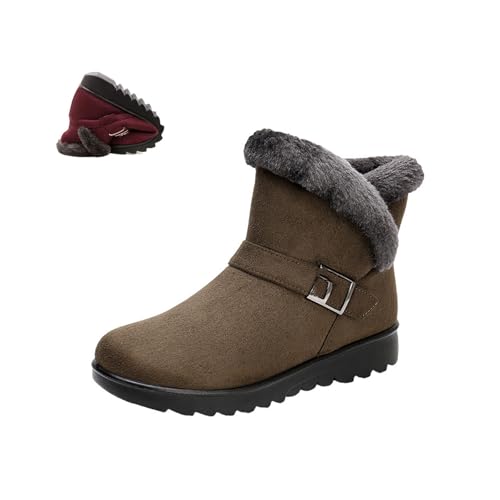 POIOZXD Damen Winter Wasserdicht Rutschfest Warm Plus Fleece Schneestiefel Pelz Gefüttert Winter Stiefeletten Bequem Mittelalter Outdoor Stiefel von POIOZXD