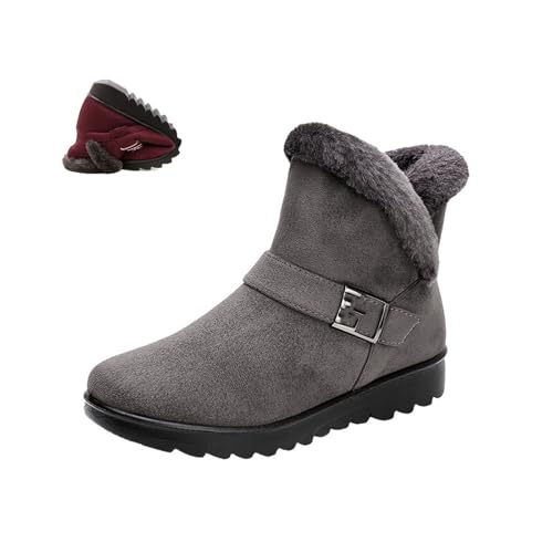 POIOZXD Damen Winter Wasserdicht Rutschfest Warm Plus Fleece Schneestiefel Pelz Gefüttert Winter Stiefeletten Bequem Mittelalter Outdoor Stiefel von POIOZXD