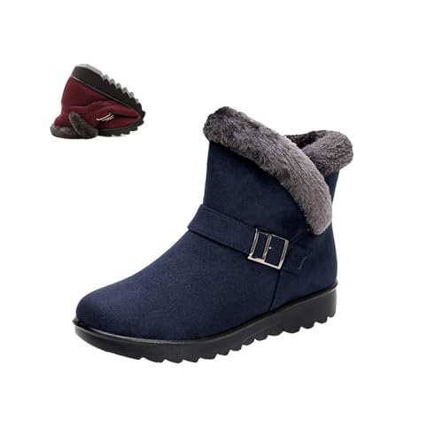 POIOZXD Damen Winter Wasserdicht Rutschfest Warm Plus Fleece Schneestiefel Pelz Gefüttert Winter Stiefeletten Bequem Mittelalter Outdoor Stiefel von POIOZXD