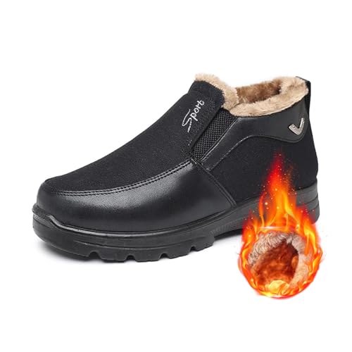 POIOZXD Herren Winter Fleece Wasserdicht Warm Rutschfest Schuhe Bequeme Schnee Stiefeletten Winterstiefel für Männer Thermo Warm Fell Gefüttert Papa Stiefel von POIOZXD