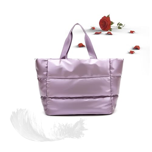 POIOZXD Leichte, bauschige Tragetasche mit Fächern, Schultertasche, vielseitige Tragetasche für Damen, groß, wasserdicht, Crossbody-Tasche für Damen, Reisen, Violett von POIOZXD