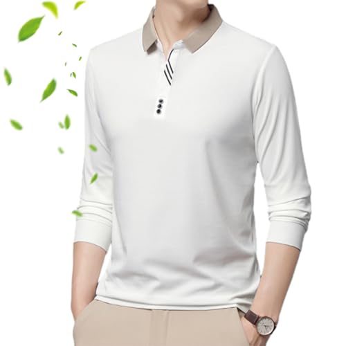 POIOZXD Neue Herren Strickhemden, Herren Langarm Poloshirt, Solide Langarm T-Shirt mit Revers Casual Slim Fit Klassische Business Poloshirts von POIOZXD