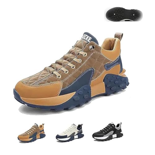 POIOZXD Orthopädischer Komfort-Sneaker 2024 für Herren, Leder, Luftkissenschuhe, lässiger Komfort, atmungsaktiv, rutschfest, dicke Sohle, Walking-Laufschuhe (Khaki, 41) von POIOZXD