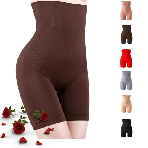 Silyka Bauch- und Hüftlifthose mit hoher Taille, Übergröße, Shapewear, Bauchkontrolle, nahtlose Shapewear-Shorts (Kaffee, 4XL (100–112,5 kg) von POIOZXD