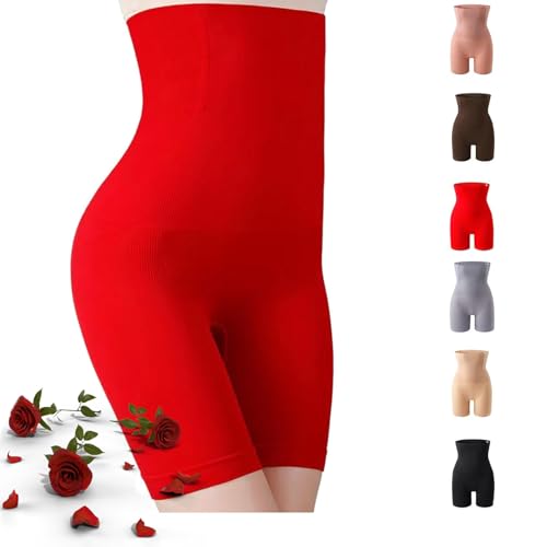 Silyka Bauch- und Hüftlifthose mit hoher Taille, Übergröße, Shapewear, Bauchkontrolle, nahtlose Shapewear-Shorts (Rot, XS/S(40–50 kg)) von POIOZXD