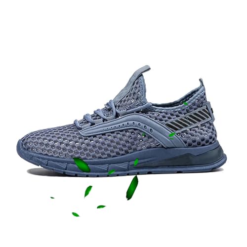 POIQZXDS Orthopädische, leichte, atmungsaktive Mesh-Sneaker, für Herren, ausgehöhlt, atmungsaktiv, lässig, solide, vielseitige Tennisschuhe, Wandern, Wasserschuhe (Blau, 46 EU) von POIQZXDS