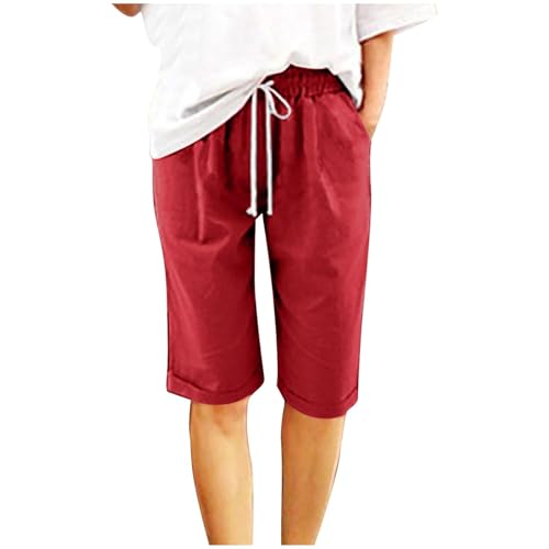 Leinenshorts Damen Boho Knielang mit Tunnelzug Kurze Hose Leinen Bermuda Shorts Sommershorts High Waist Sommer Lose Radlerhose Große Größen Damen-Shorts Sport Biker Strand Yoga Shorts Leinenhose Leinenshorts Damen Boho Knielang mit Tunnelzug Kurze Hose Leinen Bermuda Shorts Sommershorts High Waist Sommer Lose Radlerhose Große Größen Damen-Shorts Sport Biker Strand Yoga Shorts Leinenhose von POIUIYQA