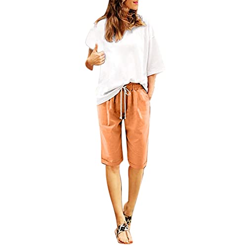 Leinenshorts Damen Boho Knielang mit Tunnelzug Kurze Hose Leinen Bermuda Shorts Sommershorts High Waist Sommer Lose Radlerhose Große Größen Damen-Shorts Sport Biker Strand Yoga Shorts Leinenhose Leinenshorts Damen Boho Knielang mit Tunnelzug Kurze Hose Leinen Bermuda Shorts Sommershorts High Waist Sommer Lose Radlerhose Große Größen Damen-Shorts Sport Biker Strand Yoga Shorts Leinenhose von POIUIYQA