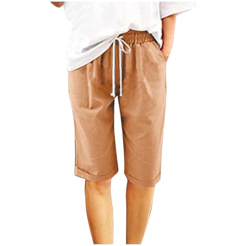 Leinenshorts Damen Boho Knielang mit Tunnelzug Kurze Hose Leinen Bermuda Shorts Sommershorts High Waist Sommer Lose Radlerhose Große Größen Damen-Shorts Sport Biker Strand Yoga Shorts Leinenhose Leinenshorts Damen Boho Knielang mit Tunnelzug Kurze Hose Leinen Bermuda Shorts Sommershorts High Waist Sommer Lose Radlerhose Große Größen Damen-Shorts Sport Biker Strand Yoga Shorts Leinenhose von POIUIYQA